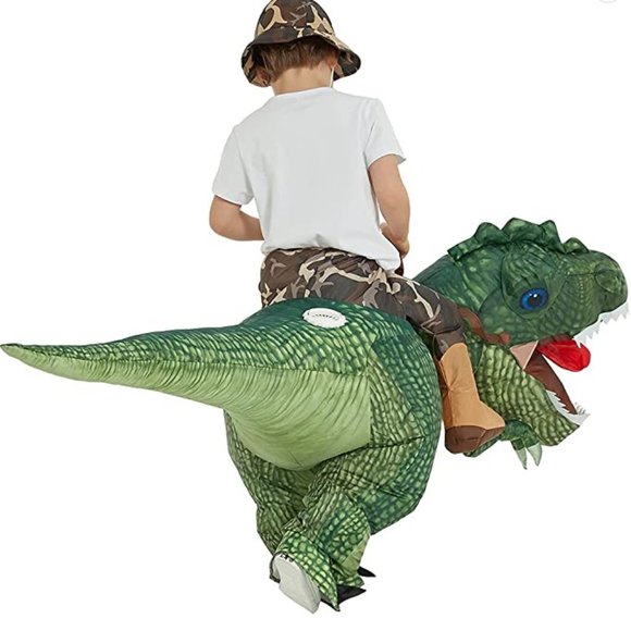 Inflatable Costume Dinosaur Riding T Rex Air Blow up Funny Halloween Costume - Picture 6 of 6